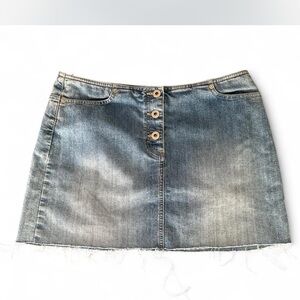LOFT Blue Denim Mini Skirt with Button Detail
